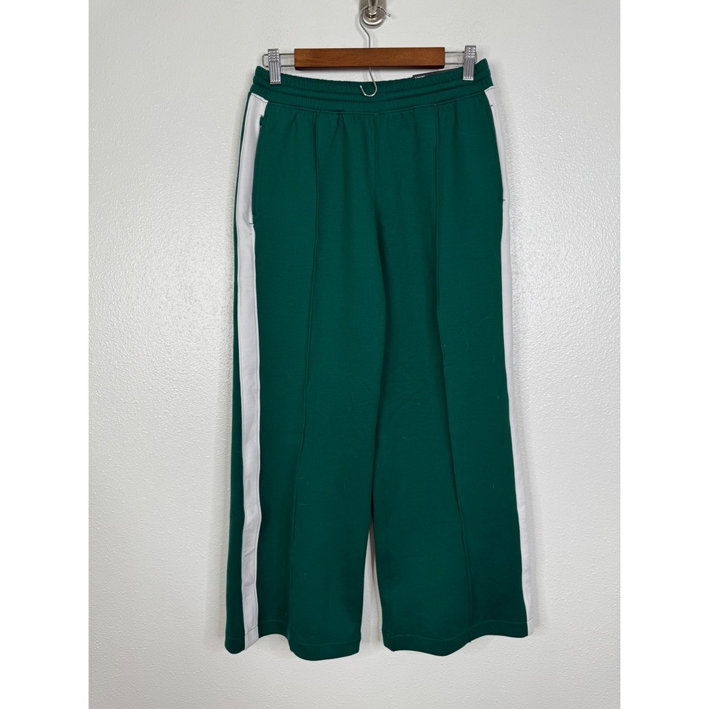 YPB neoKNIT Wide Leg Track Pants Green White Stripe Small Short NWT
